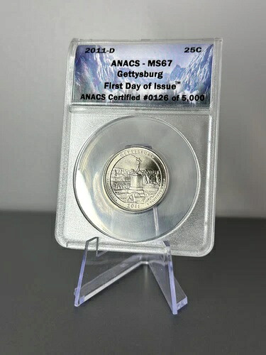2011 D ゲティスバーグ クォーター ANACS MS67 発行初日 ATB 25C