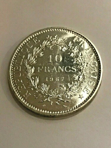 1972 フランス 10 フラン シルバー BU #20527