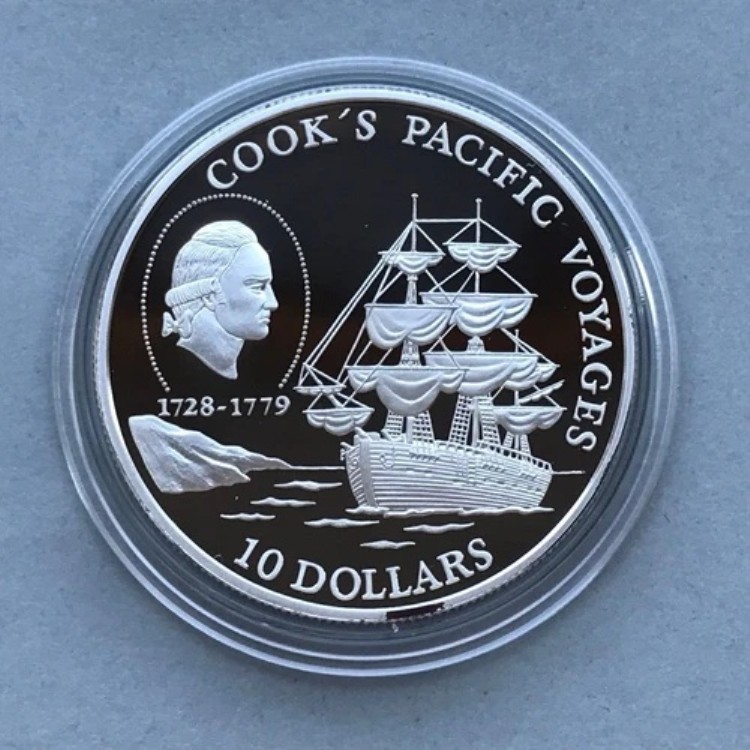 ニウエ 10ドル銀貨 1992年 クックの太平洋航海船プルーフ