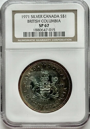 1971年 カナダ ブリティッシュコロンビア 1ドル銀貨 NGC SP67