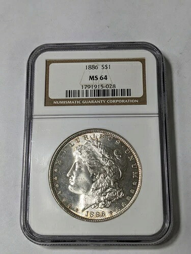 1886-P モルガン銀貨 NGC MS64 オリジナルBUロールより