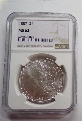 1887年 モルガン銀貨 1ドル NGC MS 63