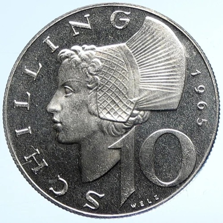 1965年 オーストリア ヴァッハウ女性 10シリング プルーフ銀貨 オーストリア シールド i107890