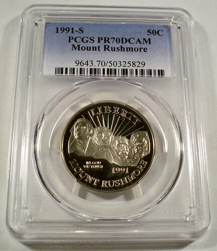 1991-S 50セント PCGS PR70DCAM ラシュモア山 50周年記念 ハーフダラー PR 70 ディープカメオ