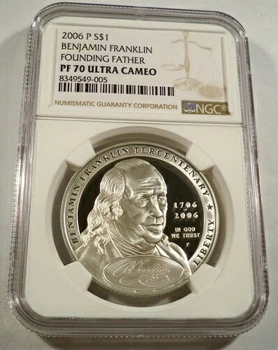 2006-P NGC PF70 UCAM シルバードル ベン・フランクリン 建国の父 PR 70 ウルトラ S$1
