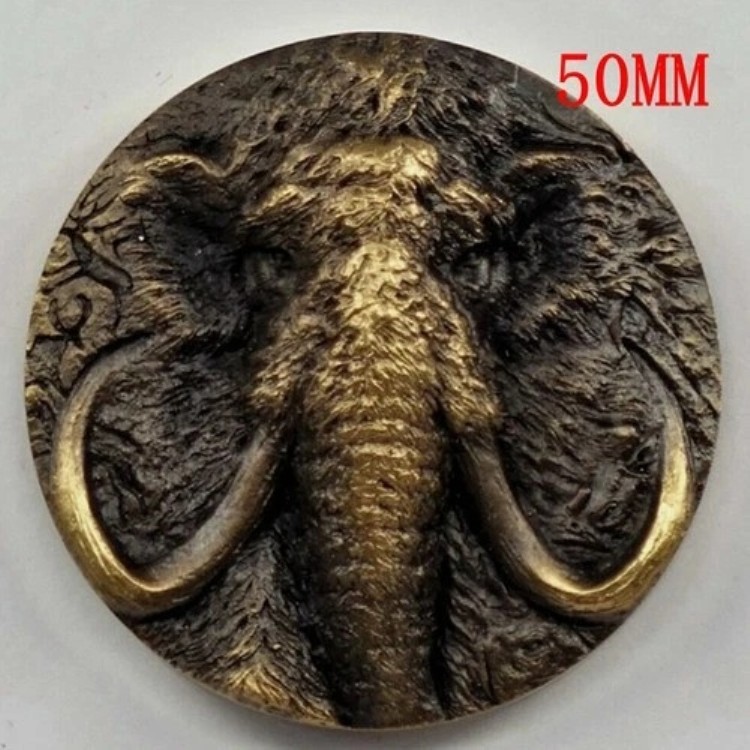 中国上海造幣局 50MM 真鍮メダル 中国古代生命:マンモスメダル