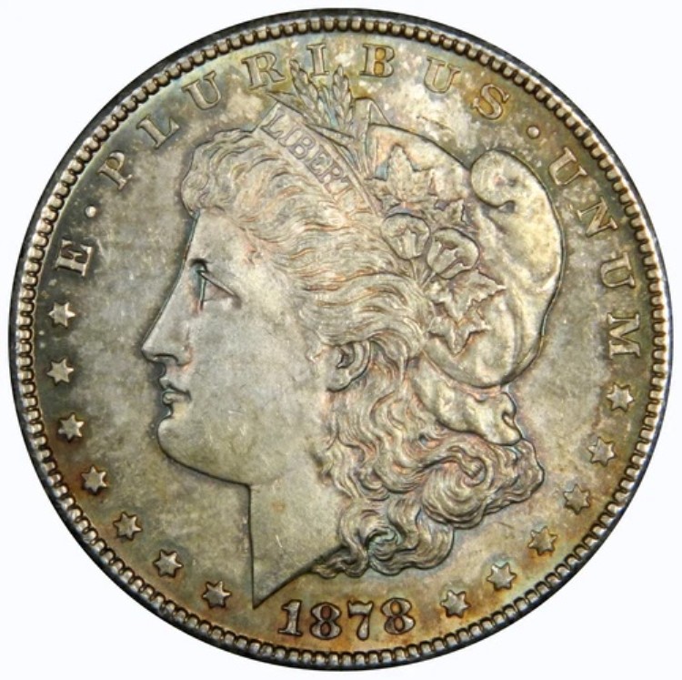 1878-S モルガン・ダラー ~ オリジナルパステルトーン、未流通!INV#1