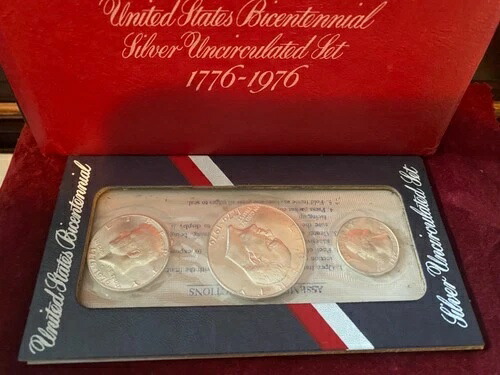 1976年 アメリカ建国200周年記念 40%銀貨 未流通 3枚セット バラエティ1 太字