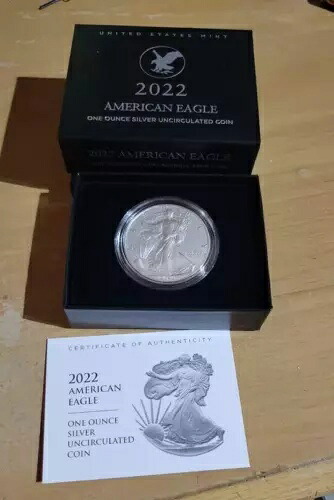 2022年 W 米国造幣局 アメリカンイーグル 1オンス 銀貨 未流通 OGP COA - 22EG