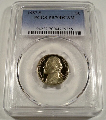 1987-S 5セント PCGS PR70DCAM ジェファーソン ニッケル プルーフ ディープカメオ PR 70 DC 56,100円