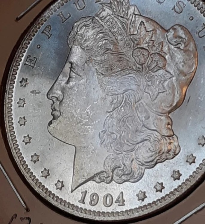 1904-O モルガン銀貨 (BU63/64 PL)