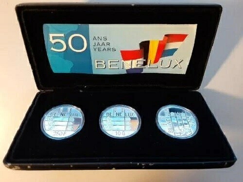 1994年ベネルクス50年銀貨セット .925および.720ギルダーおよびフラン