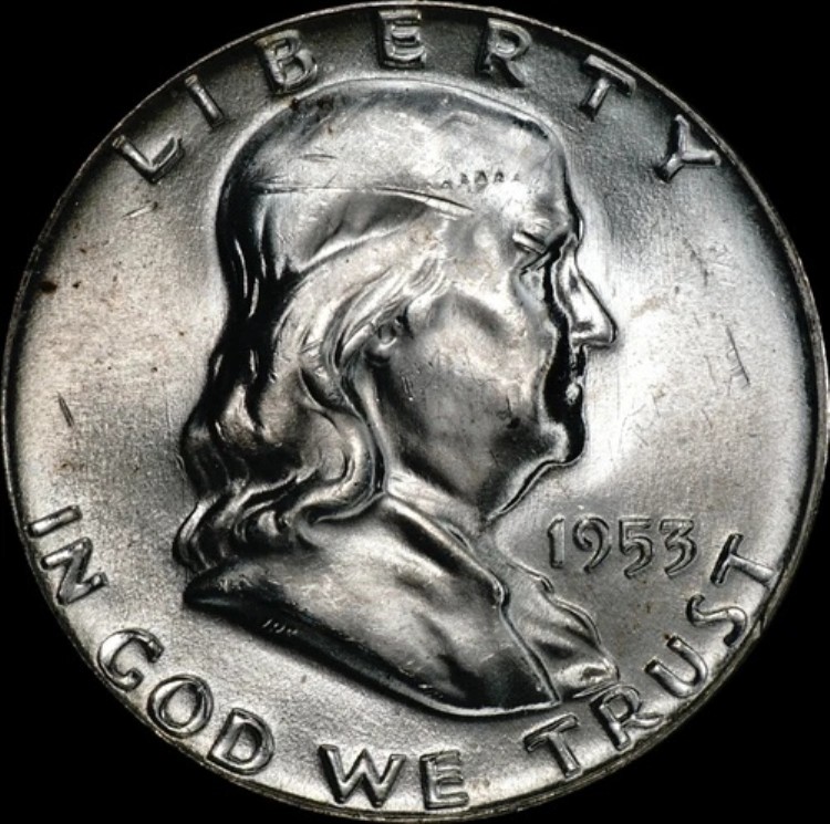1953年フランクリン・ハーフダラー銀貨、未使用、バッグス・バニー、FBL、写真の通り、598 56,100円