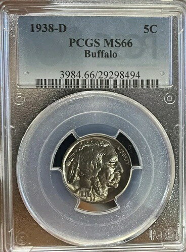 1938-D PCGS MS66 バッファローニッケル