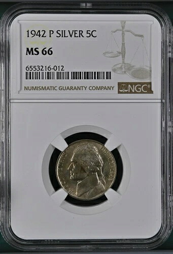 1942-P 5C ジェファーソンニッケル NGC MS66 6553216-012
