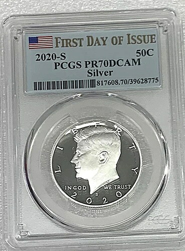 2020年 S シルバー プルーフ ケネディ ハーフダラー PCGS PR70 DCAM 初日発行