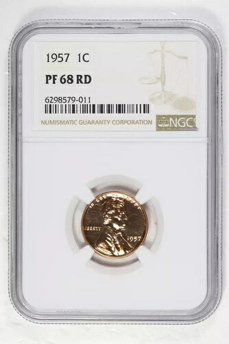 1957年 P スモールセント リンカーン、ウィートイヤーズ リバース NGC PF-68 RD