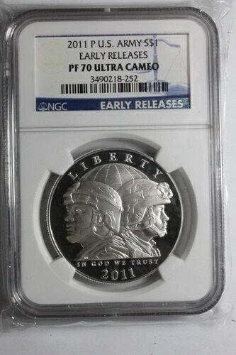 2011年 P 米陸軍早期解放銀貨 NGC PF70 #352