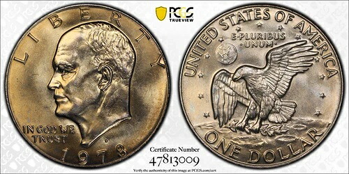 1978-D アイク 1ドル アイゼンハワー ドル PCGS MS65 WOW EYE APPEAL ゴールドシールド＆トゥルービュー