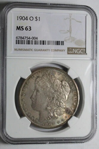 1904年 O モルガン銀貨 NGC MS63 トーン #004