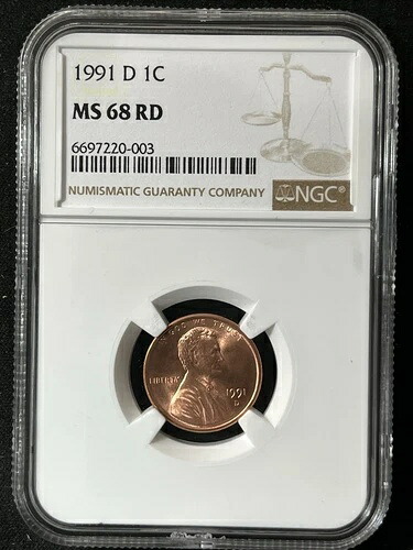 1991-D 1C RD リンカーン記念館 1セント NGC MS68RD 6697220-003