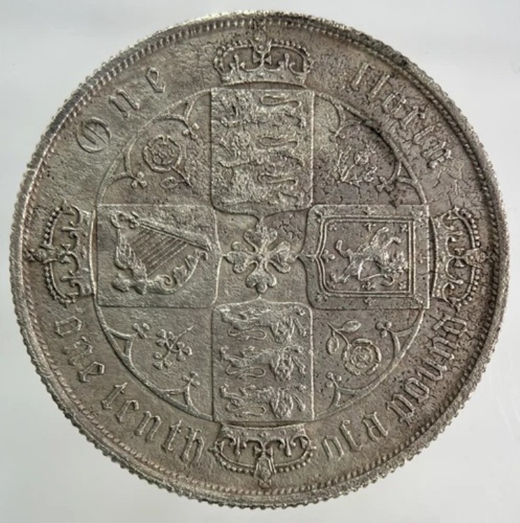 英国ビクトリアゴシックフローリン銀貨 | 非常に高いグレード