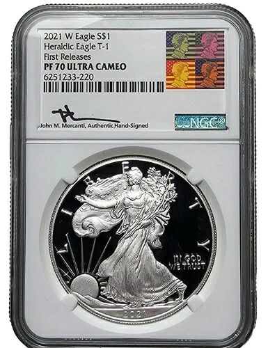 2021-W シルバーイーグル タイプ1 ファーストリリース NGC PF 70 ウルトラカメオ マーカンティサイン入り｜WORLD RESOURCE【KING店】 84,095円