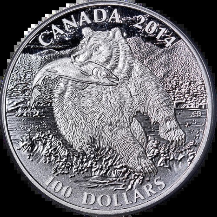2014年カナダ銀貨 100ドル グリズリーベア マットプルーフ PCGS PR70 DCAM|WORLD RESOURCE【KING店】