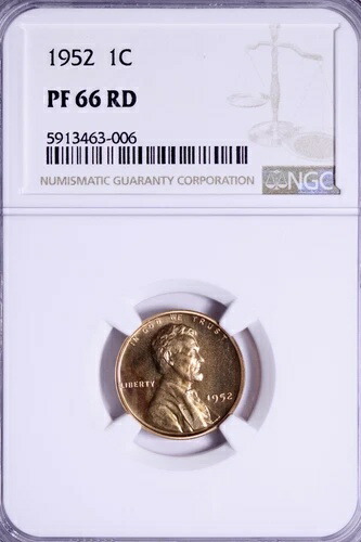 1952年 リンカーン ウィートセントペニー NGC PF66 RD 送料無料 WMR