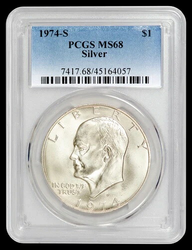 1974-S シルバー アイゼンハワー (アイク) ドル PCGS MS68 - 美しい例!