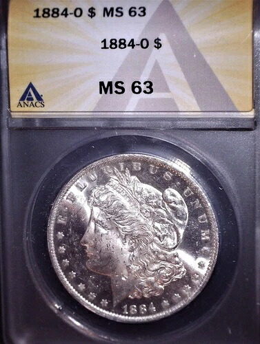 1884-O モルガン銀貨、ANACS - MS63。発行無料