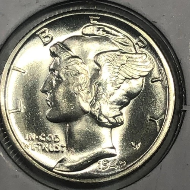 1942年-D 未流通マーキュリーシルバーダイム - #19662 - 新品