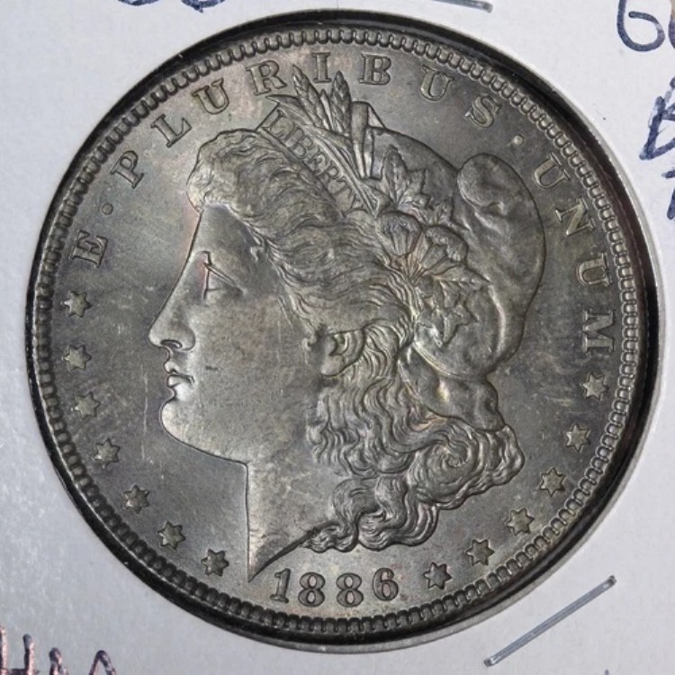 1886年 モルガン銀貨 宝石 BU *未流通* MSトーン E340 JHM