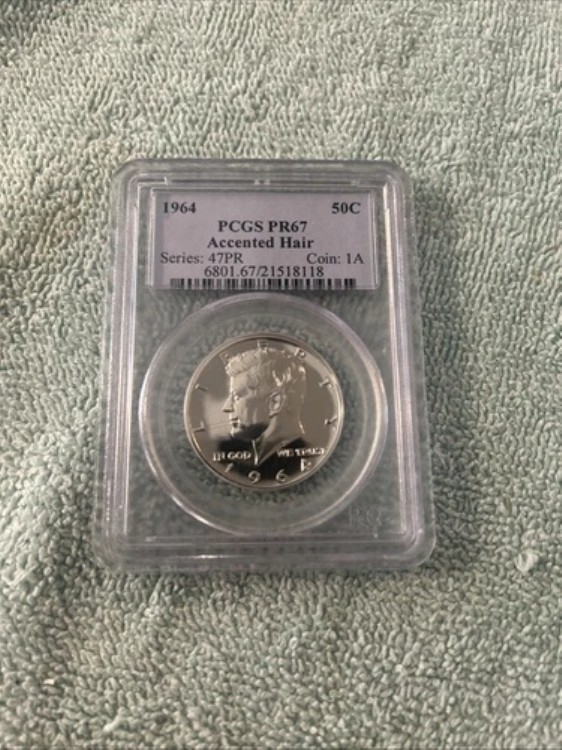 1964年 シルバー プルーフ アクセントヘア ケネディ ハーフダラー PCGS PR67