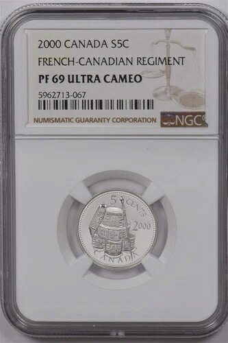 カナダ 2000 5セント銀貨 NGCプルーフ 69 ウルトラカメオ フランス系カナダ人連隊 NG1 63,525円