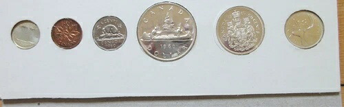 1960年カナダ銀貨PL年セット。UNCコイン(RJ)