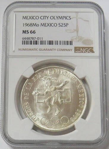 1968年 メキシコ 25ペソ銀貨 マヤのダンサー オリンピック記念 NGC MS 66