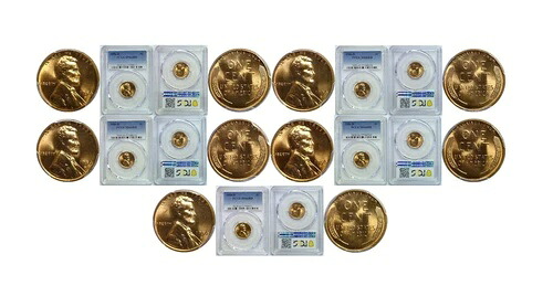 1956-D 1C リンカーン ウィート セント 5枚セット オールPCGS MS 66 RD (レッド)