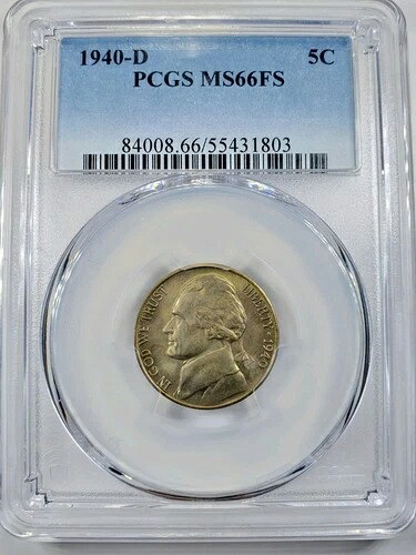 1941年 D ジェファーソンニッケル PCGS MS66+ FSプラスグレード フルステップ
