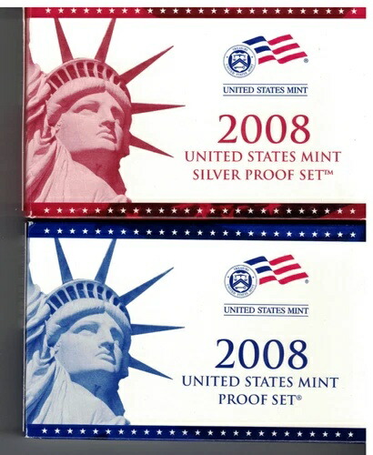 2008年米国造幣局発行のシルバープルーフコインと2008年発行のオリジナル政府発行ボックス入りCOA