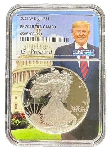 2022(W) アメリカン シルバー イーグル NGC PF70 ウルトラ カメオ ドナルド トランペット