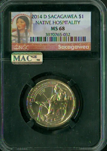 2014 D サカジャウィア ホスピタリティ ダラー NGC レトロ MS68 2ND FINEST MAC スポットレス *