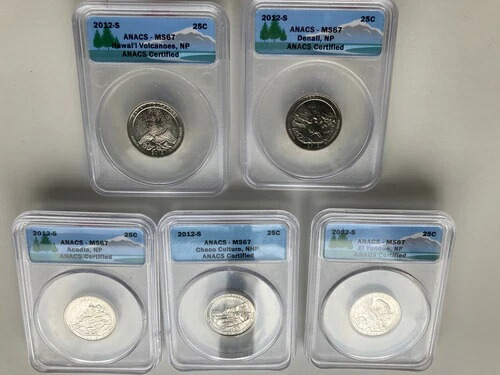 2012-S 国立公園クォーター ANACS認定 MS 67、5種類のセット 106,700円