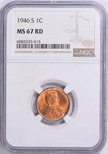 1946年 S リンカーン セント NGC MS67 RD