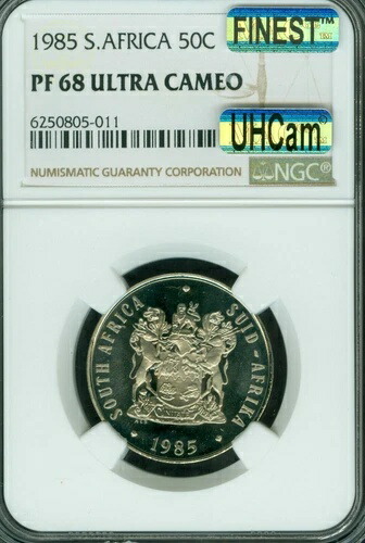 1985年 南アフリカ 50セント NGC PF68 MAC UHCam 最高級 MAC スポットレス *