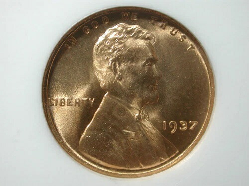 1937年 1C リンカーン・ウィート・セント NGC MS 66 RD