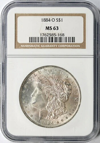 1884-O $1 モルガン ドル NGC MS63