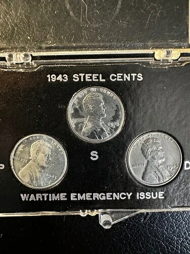 1943年製スチール小麦ペニー 米国造幣局発行 刻印なし &1943 D &1943 S