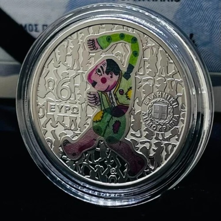 ギリシャ、2024年、6ユーロ硬貨、エフゲニオス・スパタリス生誕100周年