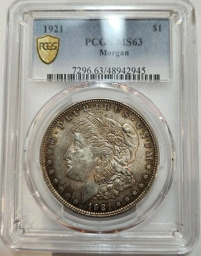 1921年 モルガン銀貨 1ドル硬貨 PCGS MS 63 7296.......................2945